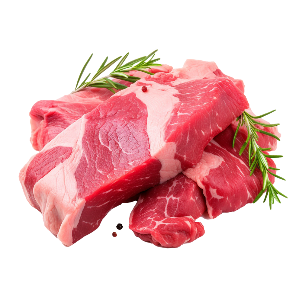 Fresh Red Meat Steaks Rosemary Garnish Food Photography png