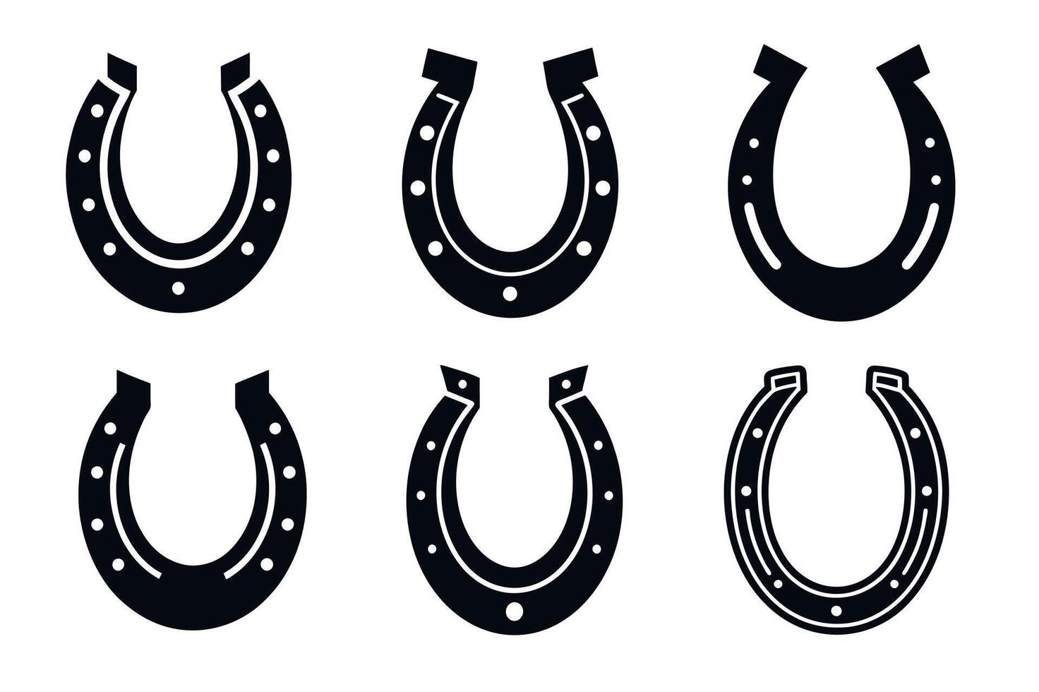 six set Horseshoe icon silhouette on white background vector