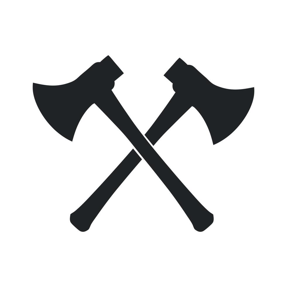 two axe icon outline silhouette on white background vector