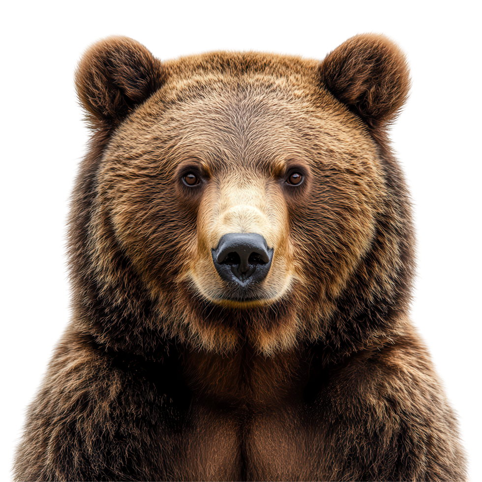 Grizzly bear portrait highlighting fine fur details and expressive eyes in natural habitat isolated on transparent background png