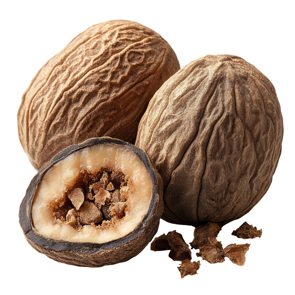 Unique tropical fruit with a textured shell and sweet white pulp found in tropical regions isolated on transparent background png