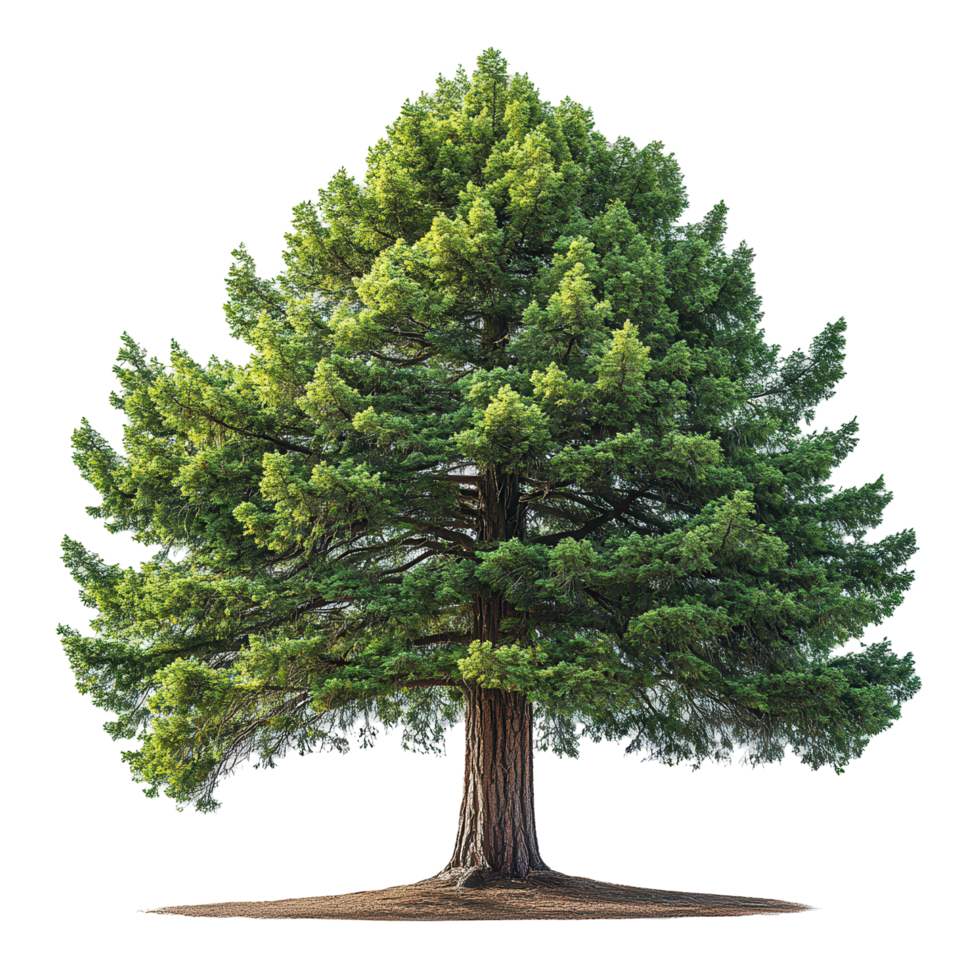 Magnificent evergreen tree with lush foliage in a serene outdoor setting captured in broad daylight isolated on transparent background png