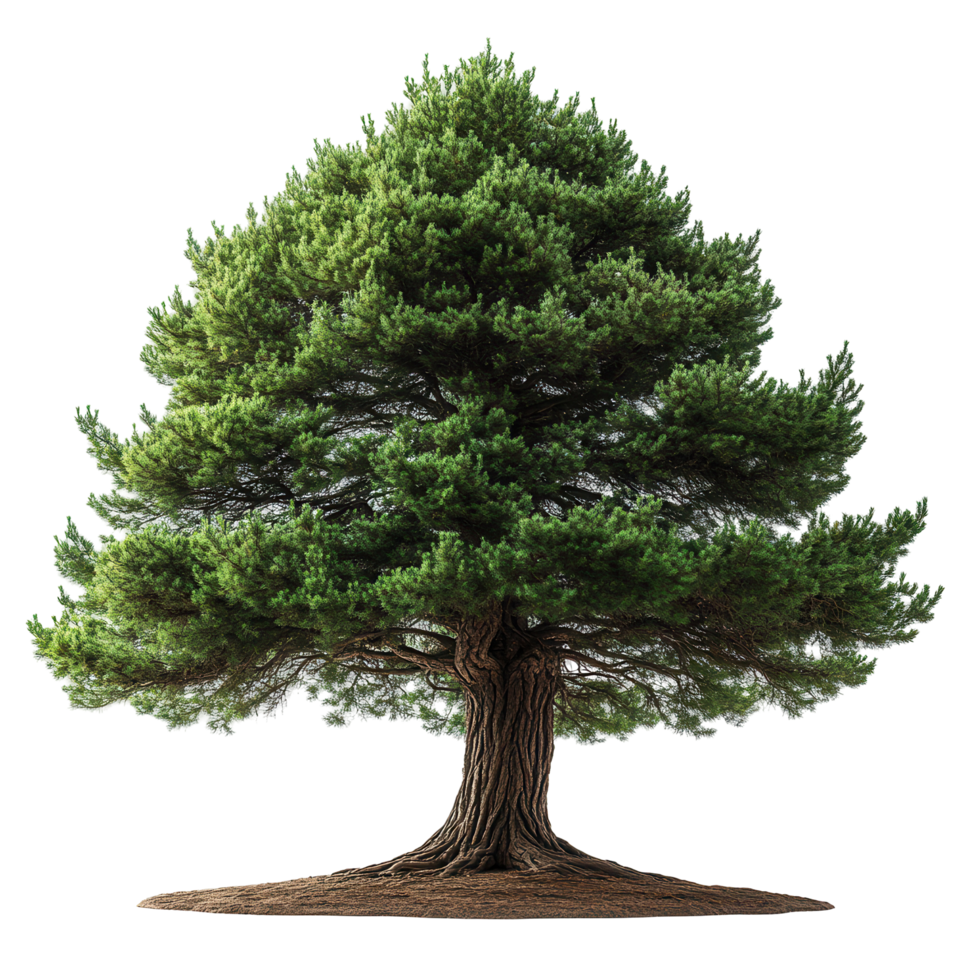 Majestic evergreen tree standing tall with lush green foliage in a natural setting during daylight hours isolated on transparent background png
