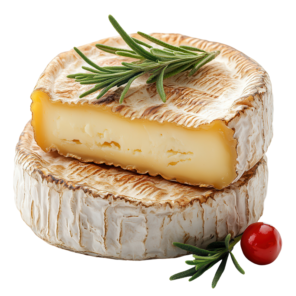 Gourmet cheese with herbs and garnish on a white background for culinary presentation isolated on transparent background png