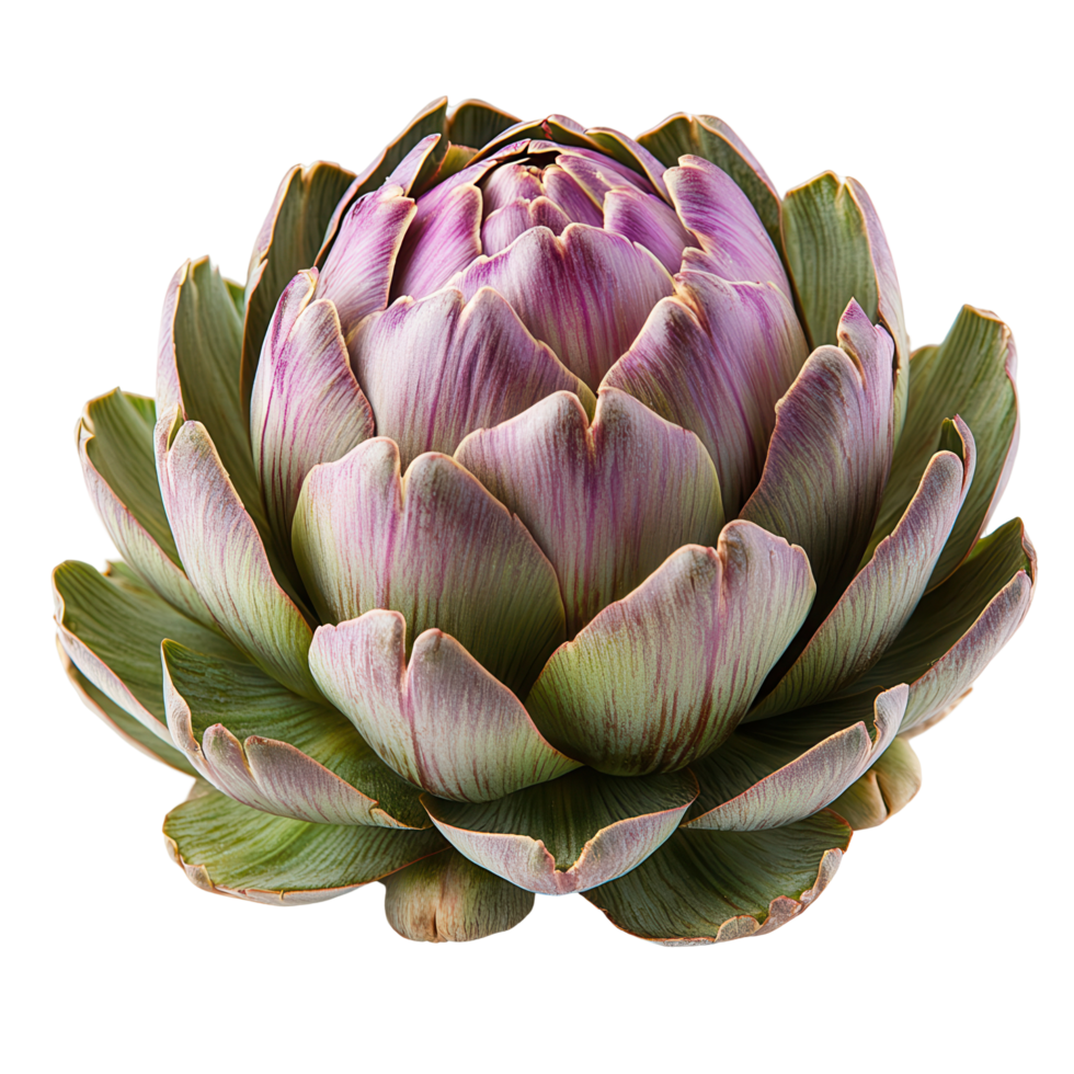 Artichoke with vibrant purple and green leaves showcasing natural beauty in a garden setting isolated on transparent background png