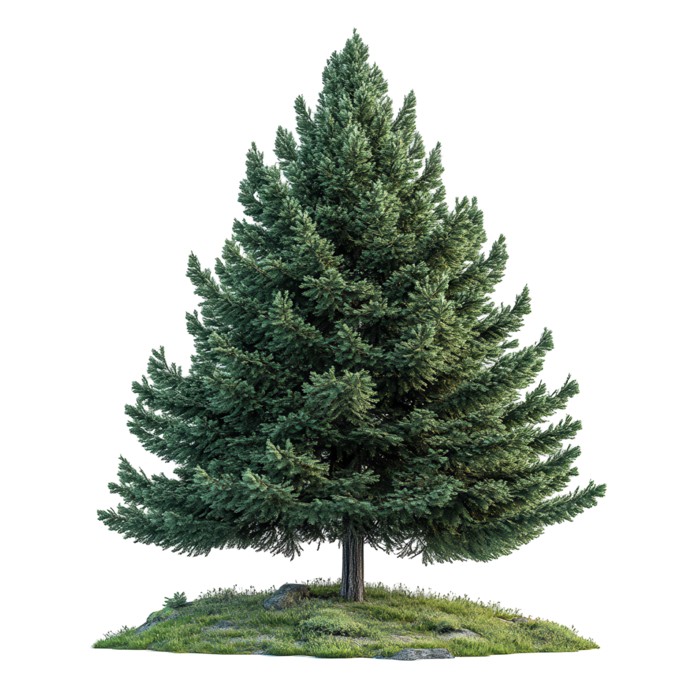 Beautiful tree standing with lush green foliage on a small patch of grass in a natural setting isolated on transparent background png