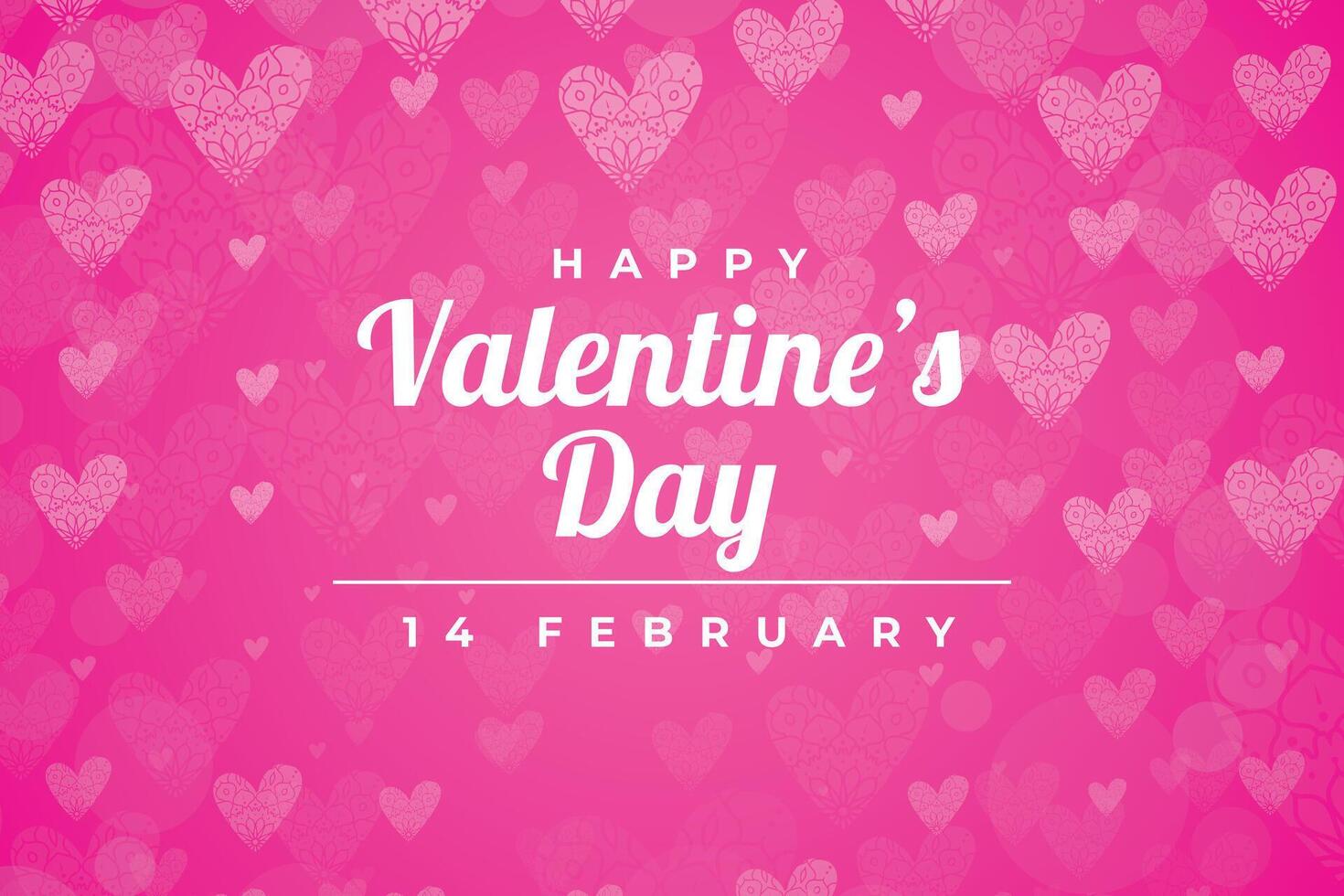 happy valentine day 14th february card with pattern of hearts vector
