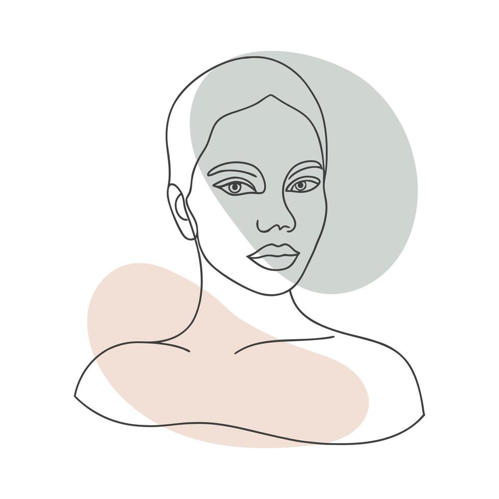 Abstract portrait of a beautiful female face. Line art. Hand drawn illustration in a minimalist style vector