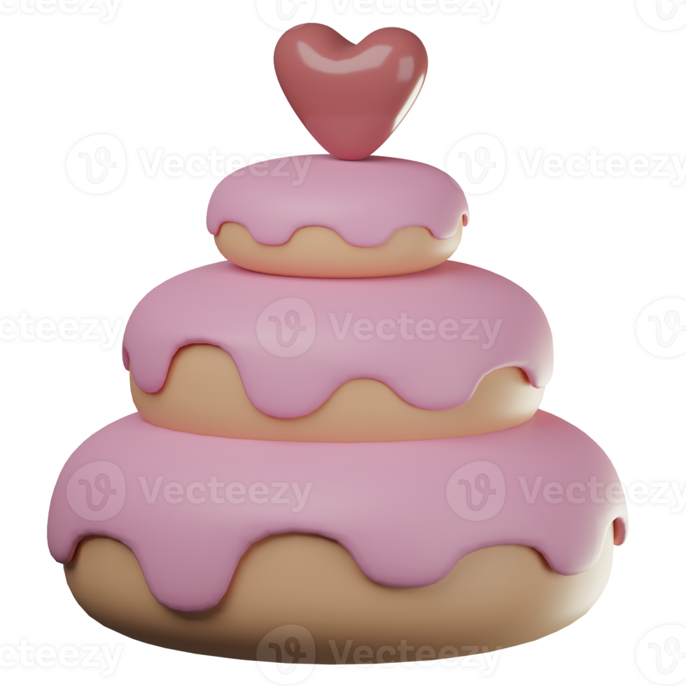 3D Wedding Cake Icon Illustration Render png