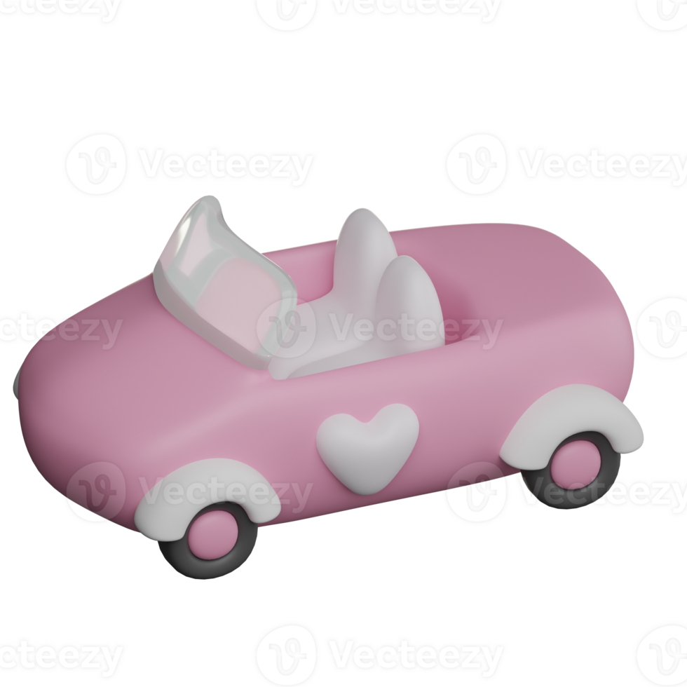 3D Wedding Car Icon Illustration Render png