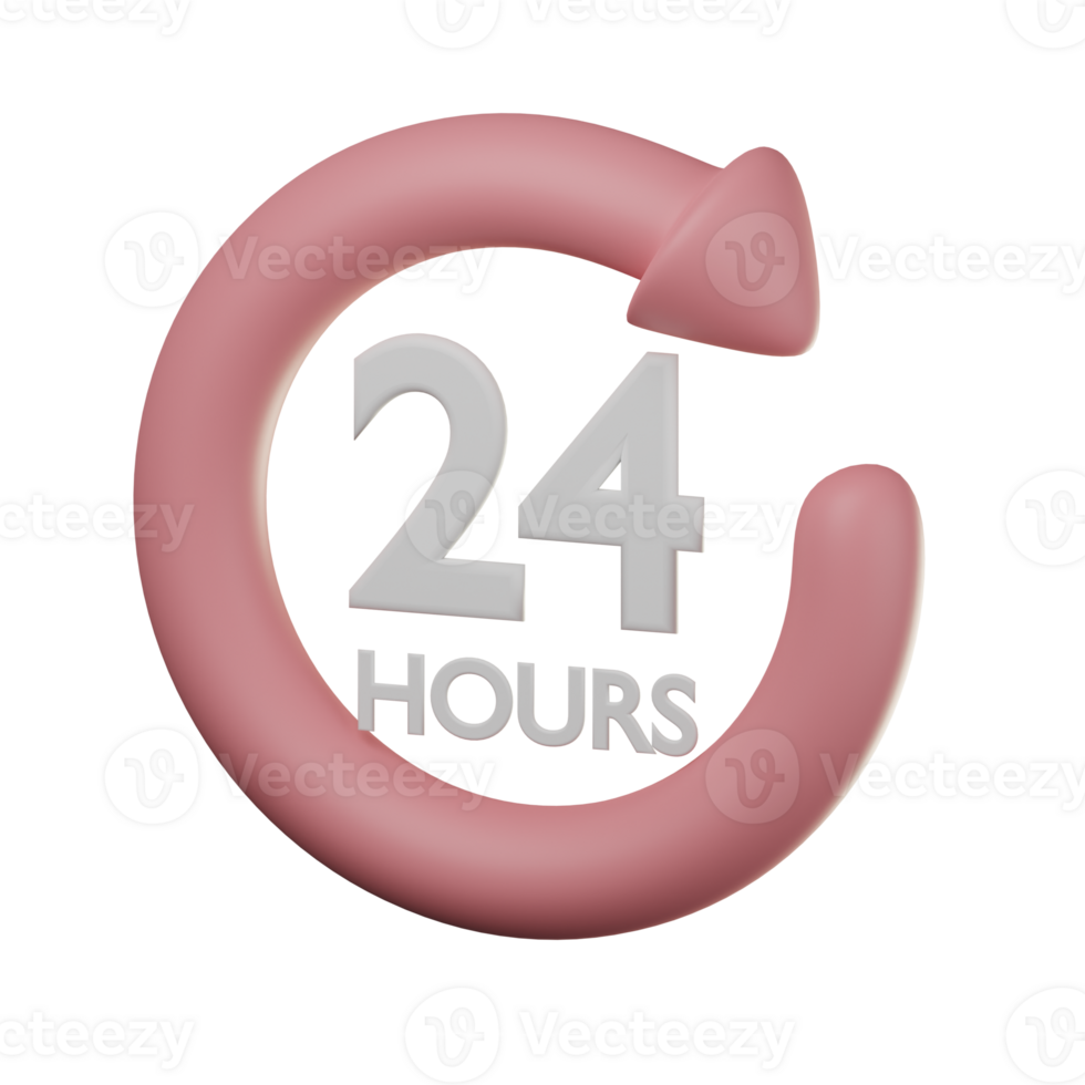 3D 24 Hours Icon Illustration Render png