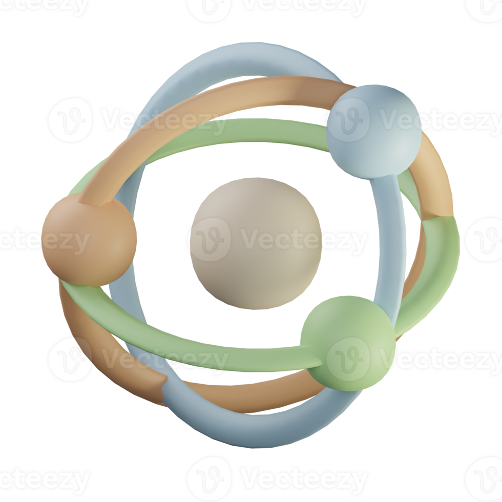 3D Atom Icon Illustration png