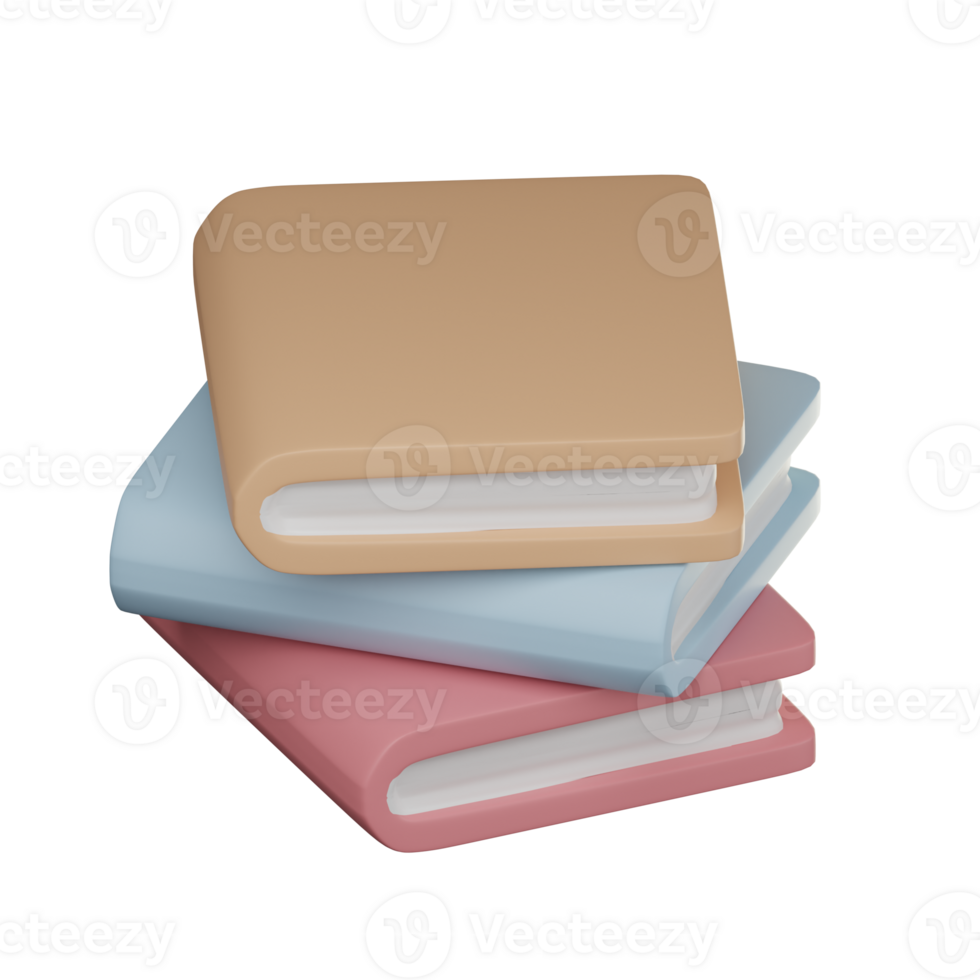 3D Books Icon Illustration Render png