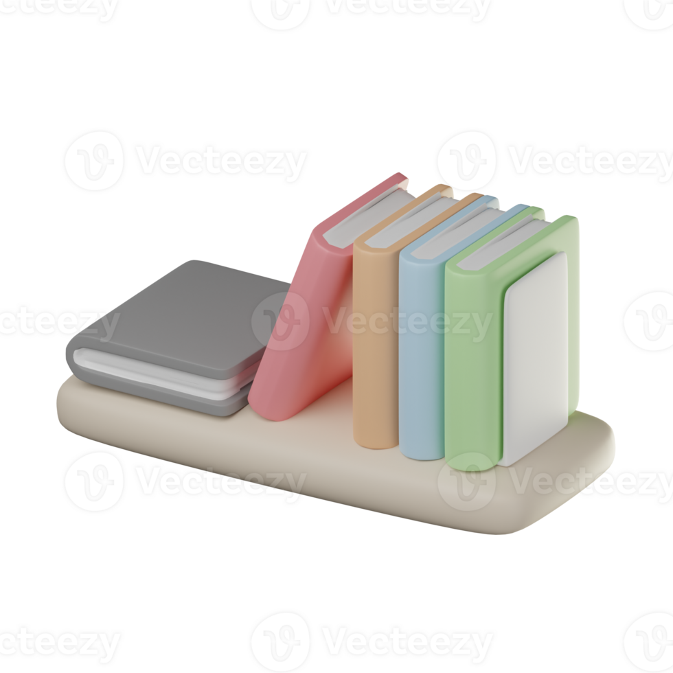 3D Bookshelf Icon Illustration png