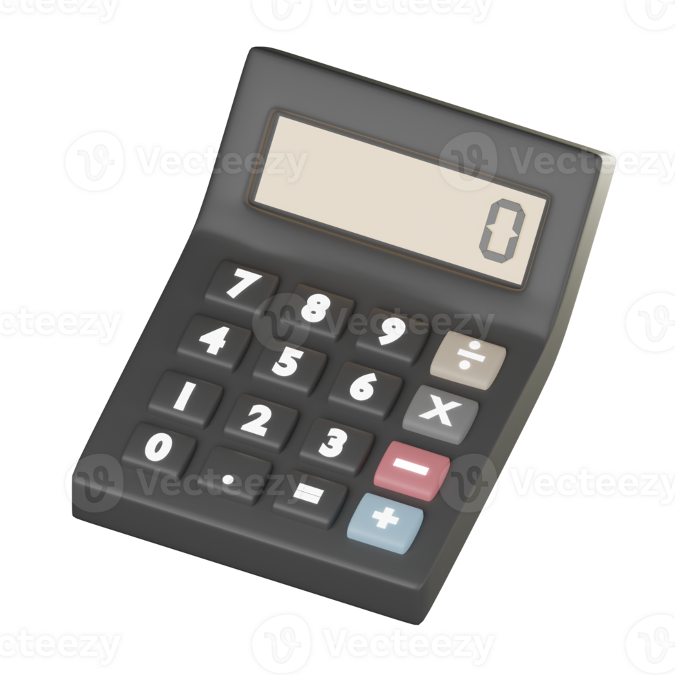 3D Calculator Illustration Render png