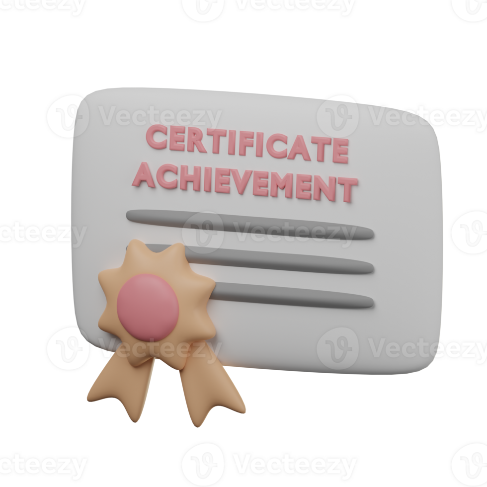 Cute 3D Certificate Icon Illustration Render png