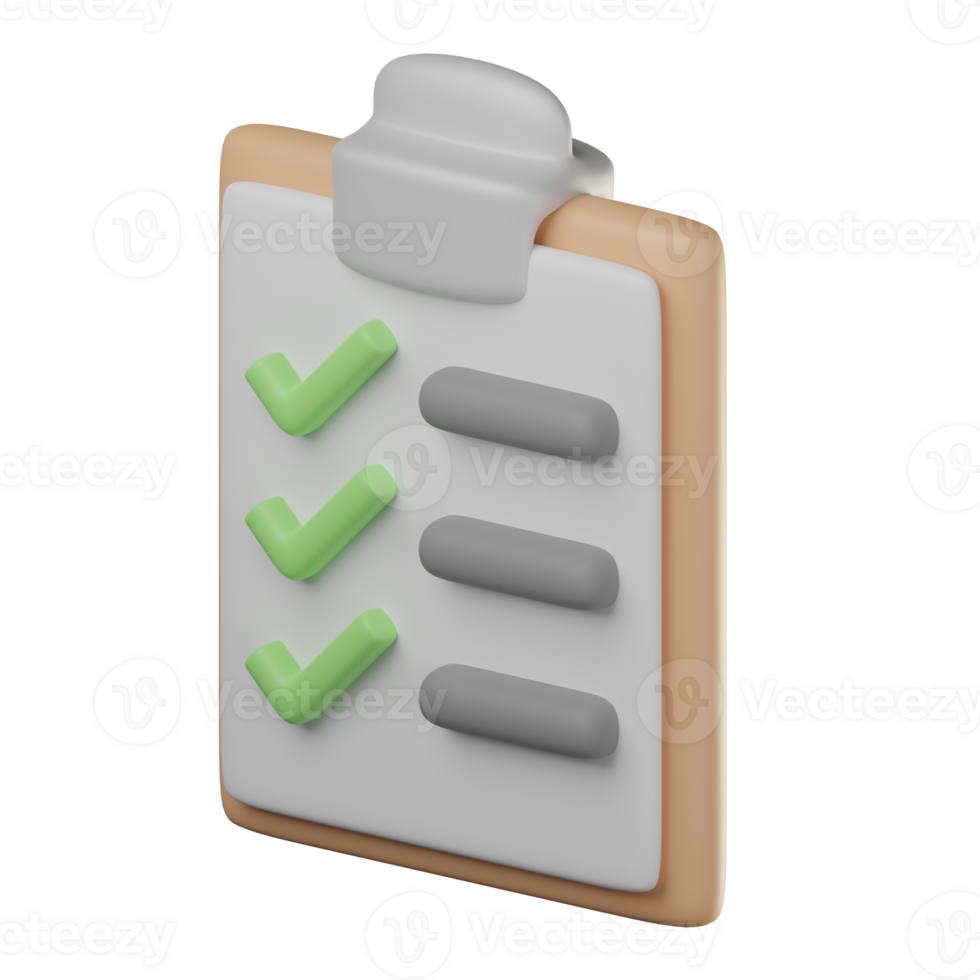 Cute 3D Checklist Illustration png