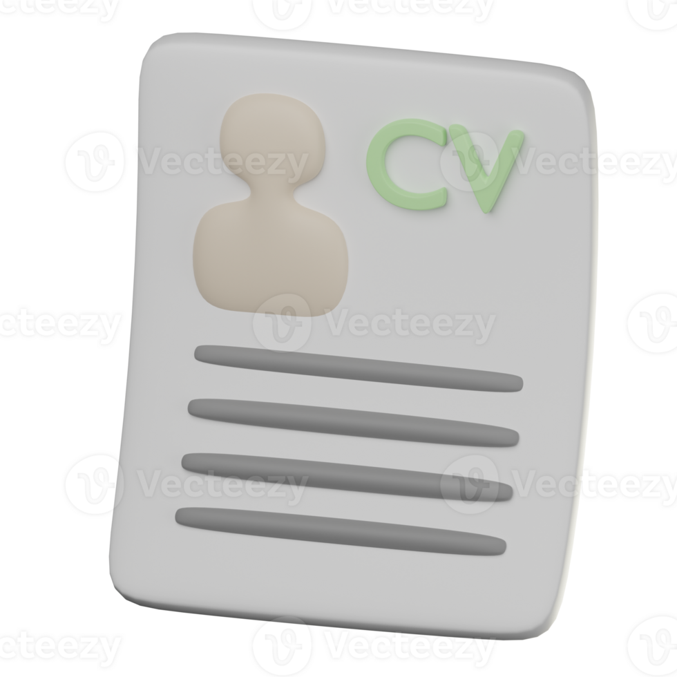 3D Curriculum Vitae Icon Illustration Render png