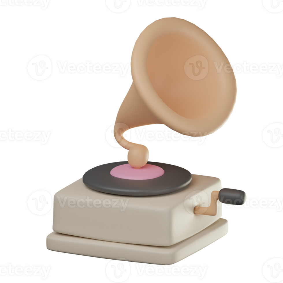 3D Gramophone Icon Illustration Render png