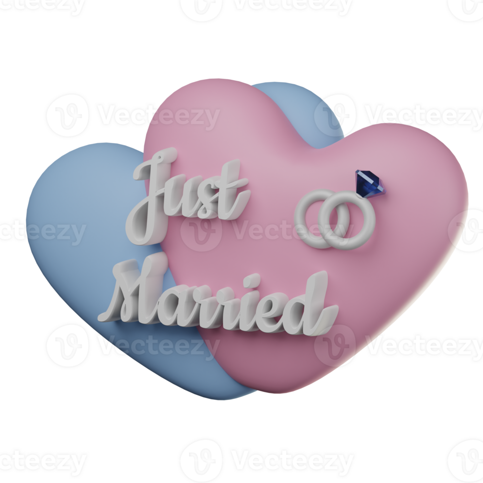 3D Just Married Icon Illustration Render png