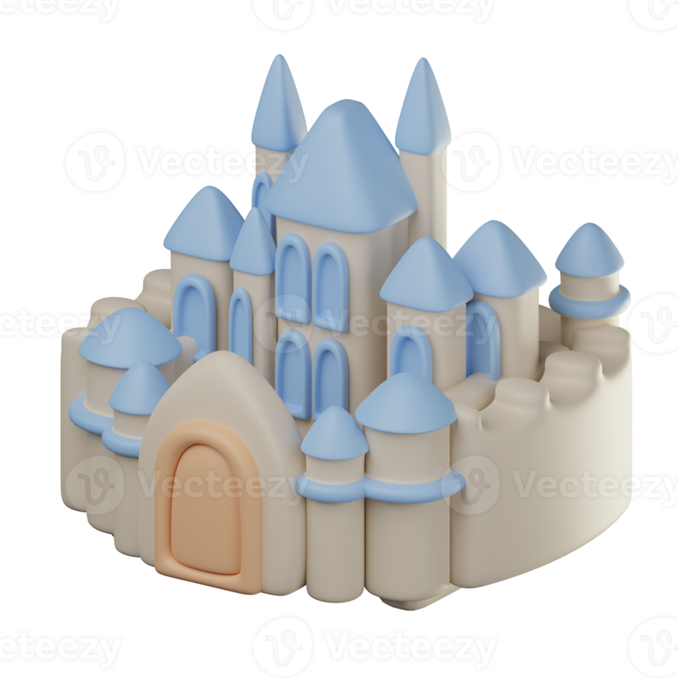 3D Kingdom Castle Icon Illustration Render png
