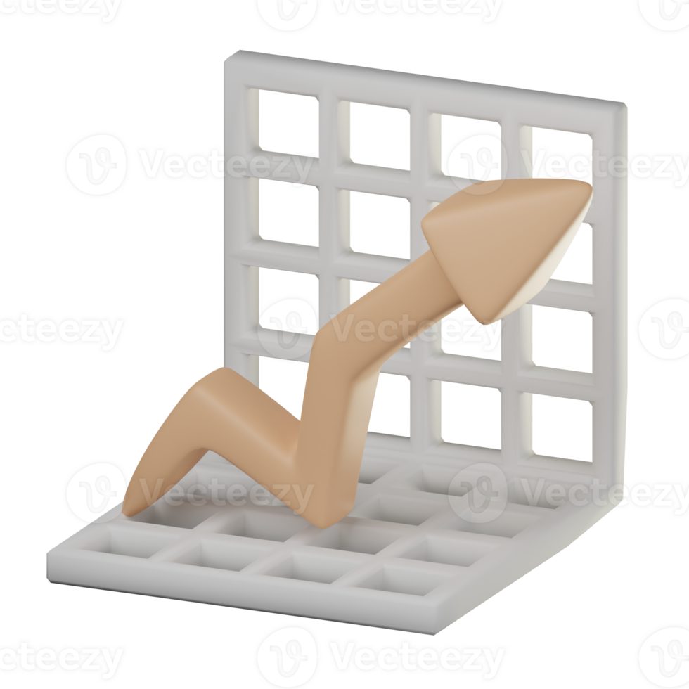 3D Line Chart Icon Illustration Render png