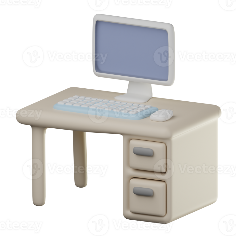 3D Office Desk Illustration png