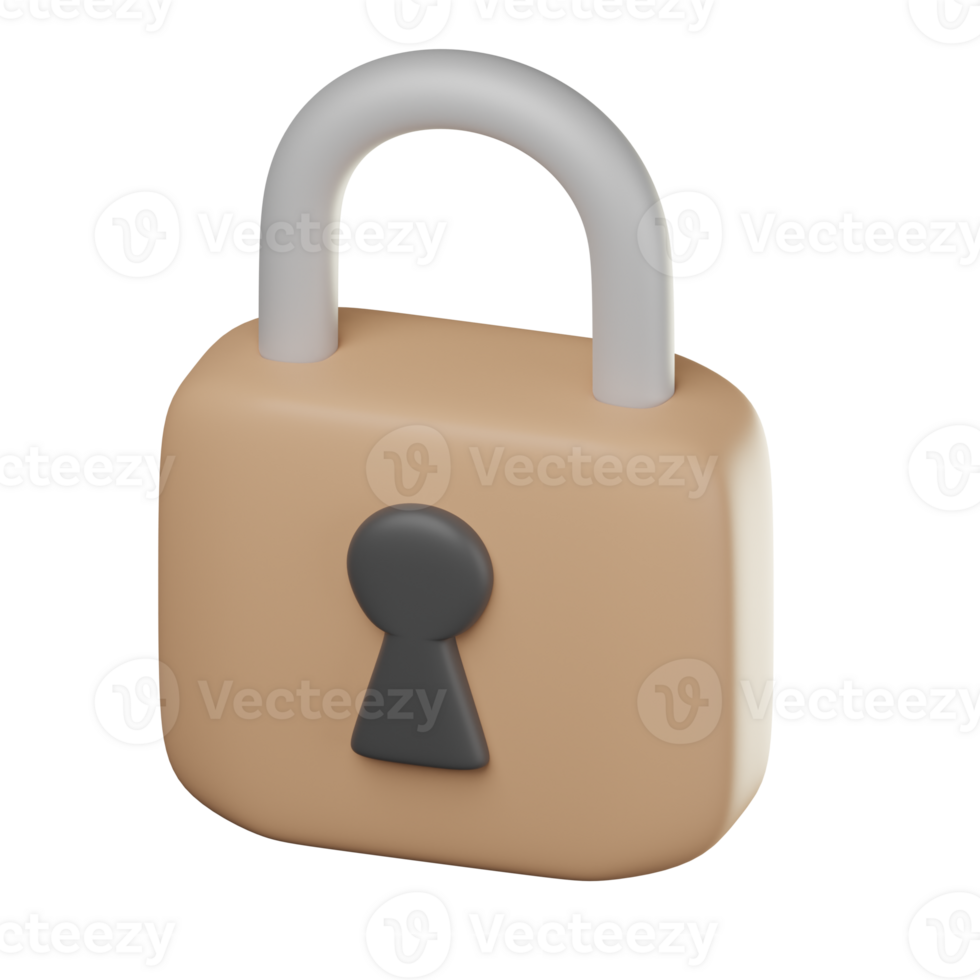 3D Padlock Icon Illustration Render png