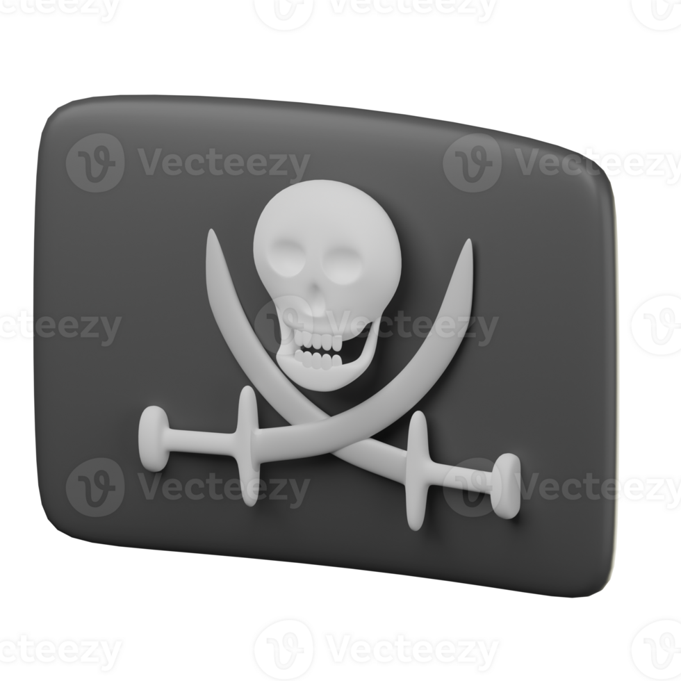 3D Pirate Flag Icon Illustration Render png