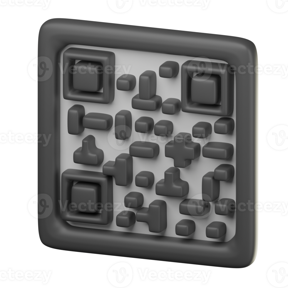 3D QR Code Icon Illustration Render png