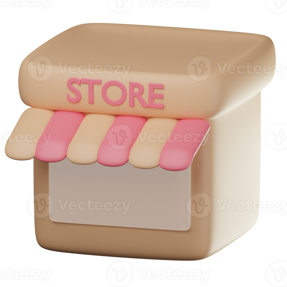 3D Store Building Icon Illustration Render png