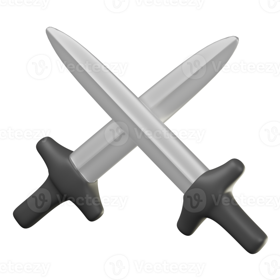 3D Swords Icon Illustration Render png