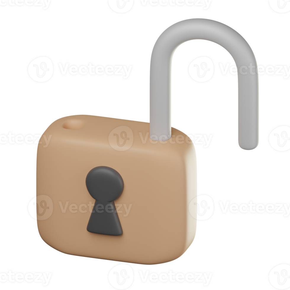 3D Unlocked Icon Illustration Render png