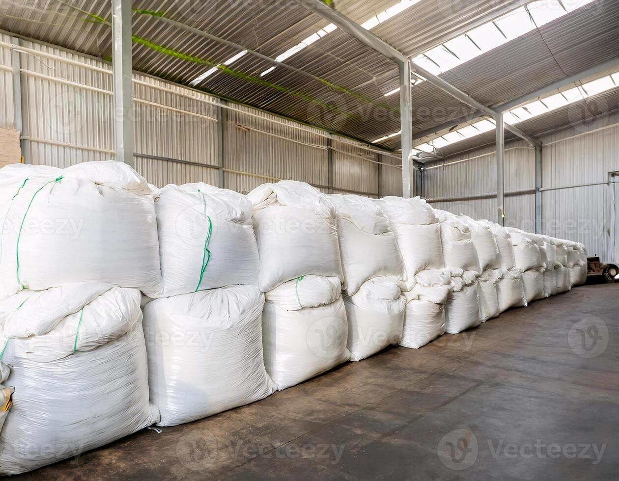 Many White Bags in Storage, Warehouse Interior Shot photo