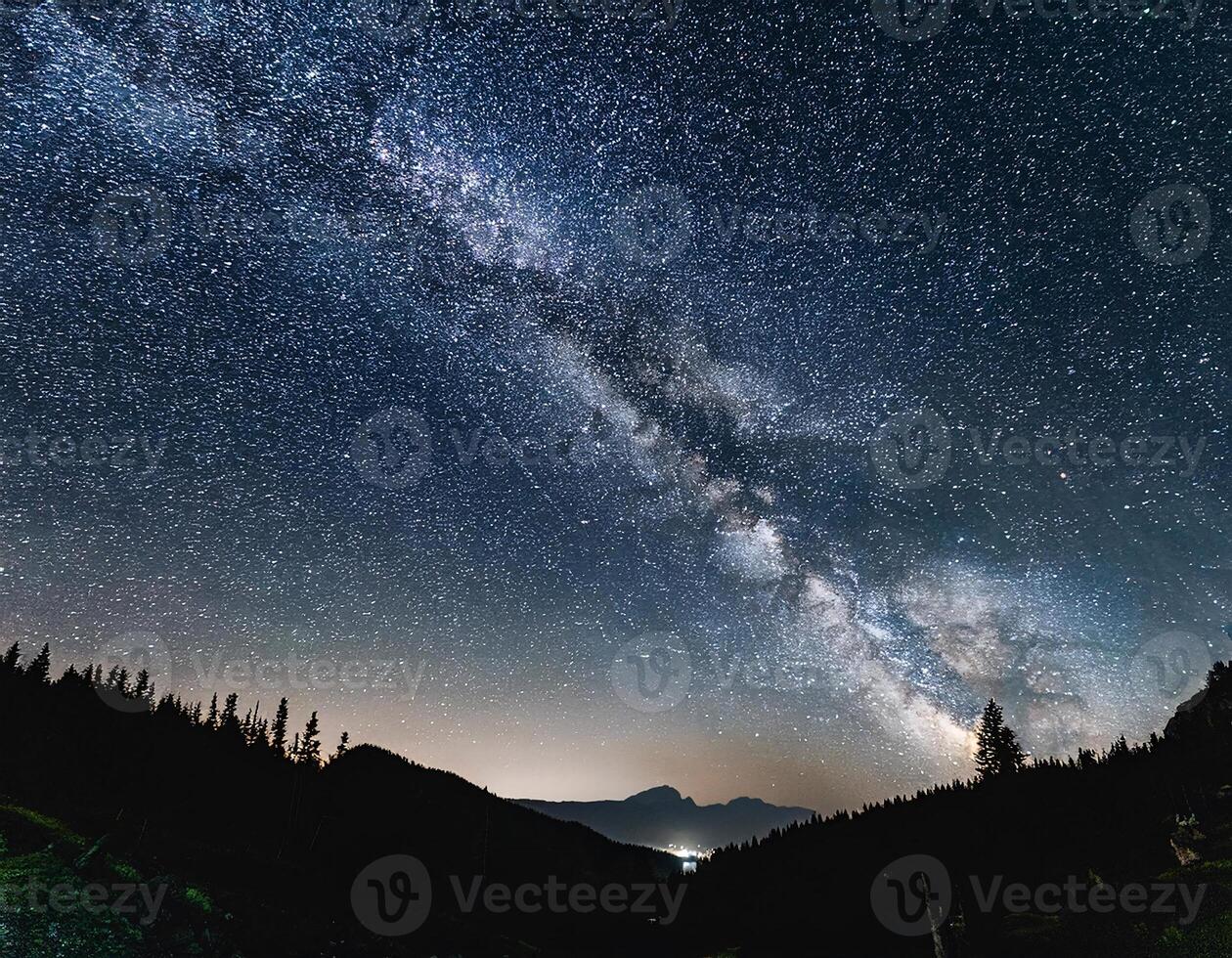 Clear Night Sky with a Brilliant Display of Stars Viewed from Below photo