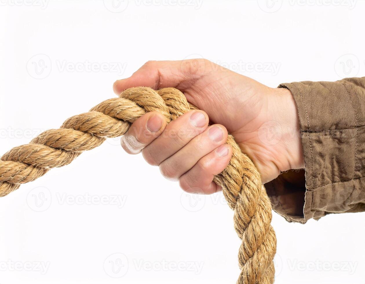 Strength in Action Hand Pulling a Rope with Force photo