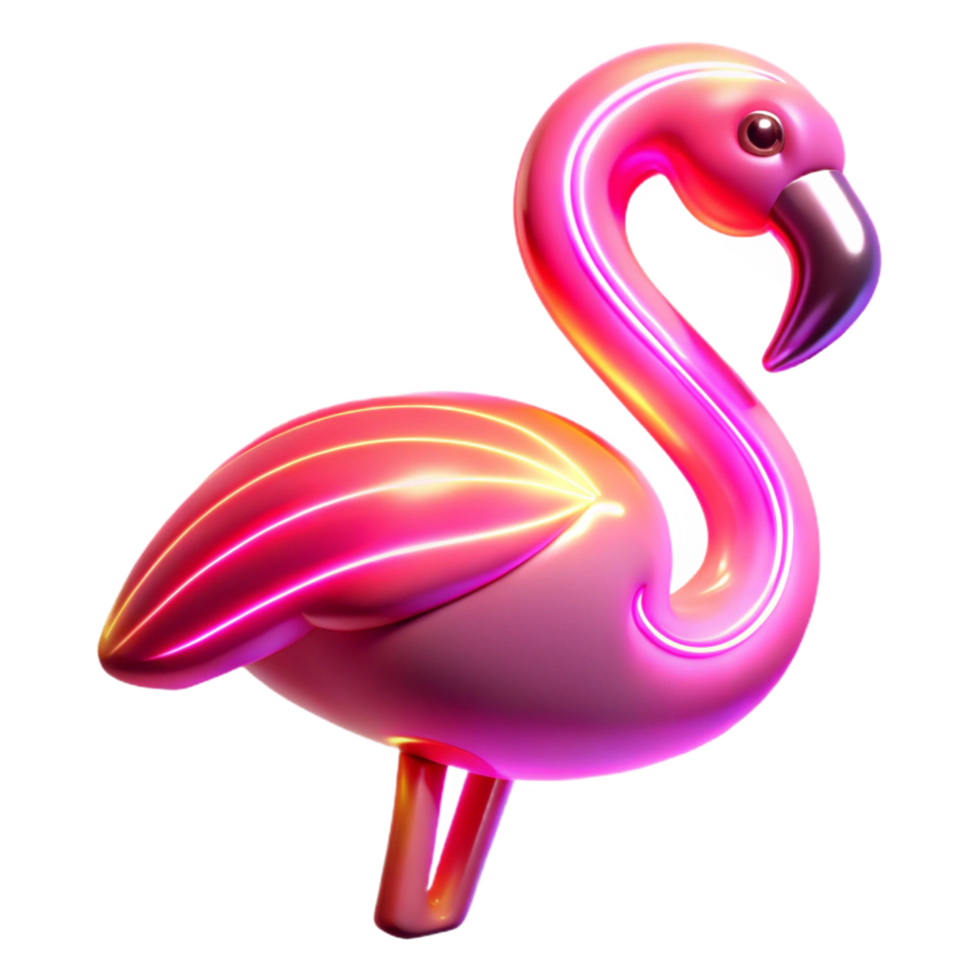 Neon Flamingo 3D Render png