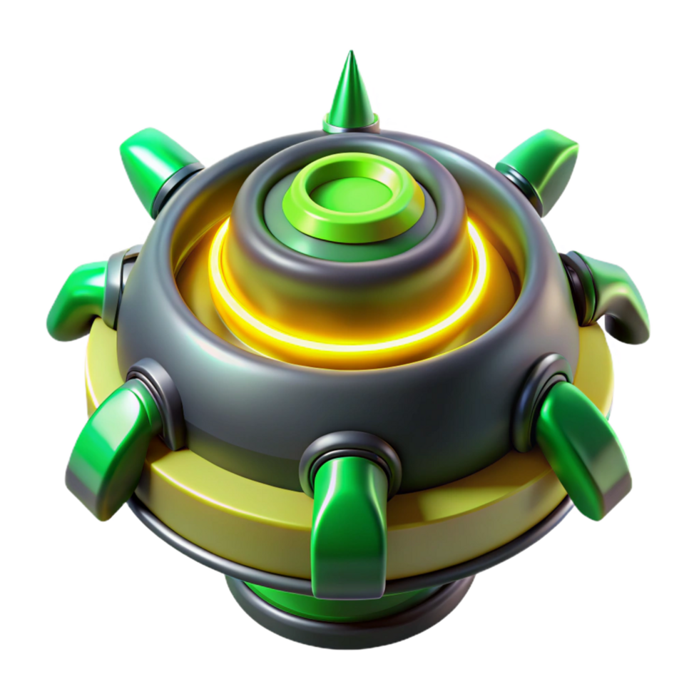3D Render Green Yellow Futuristic Device png