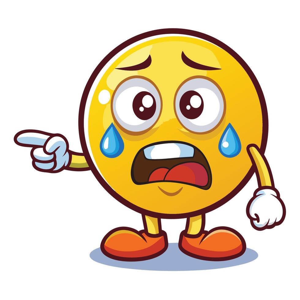 emoticon crying cartoon character with sad face vector