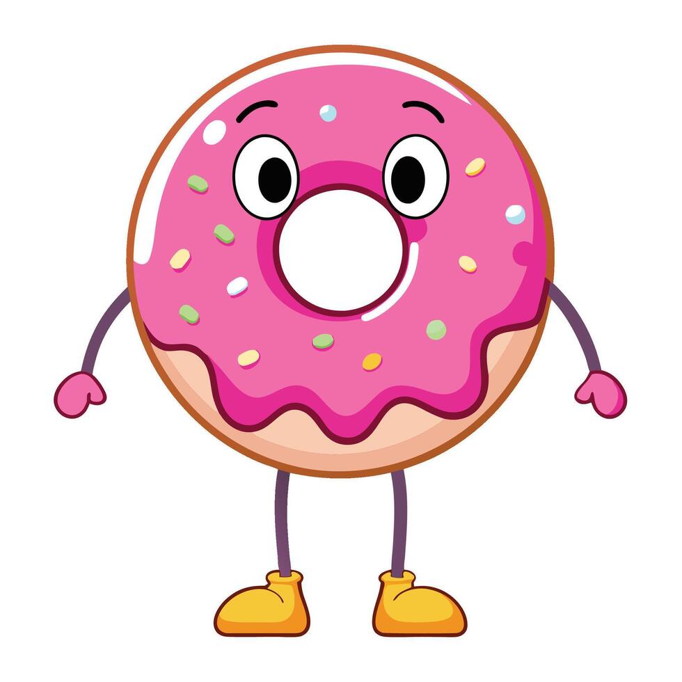 a cartoon donut character with arms and legs very funny vector
