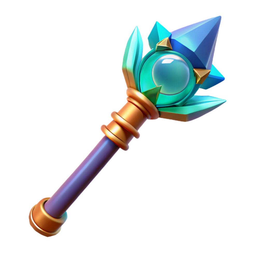 Fantasy 3D Render of a Magical Scepter png