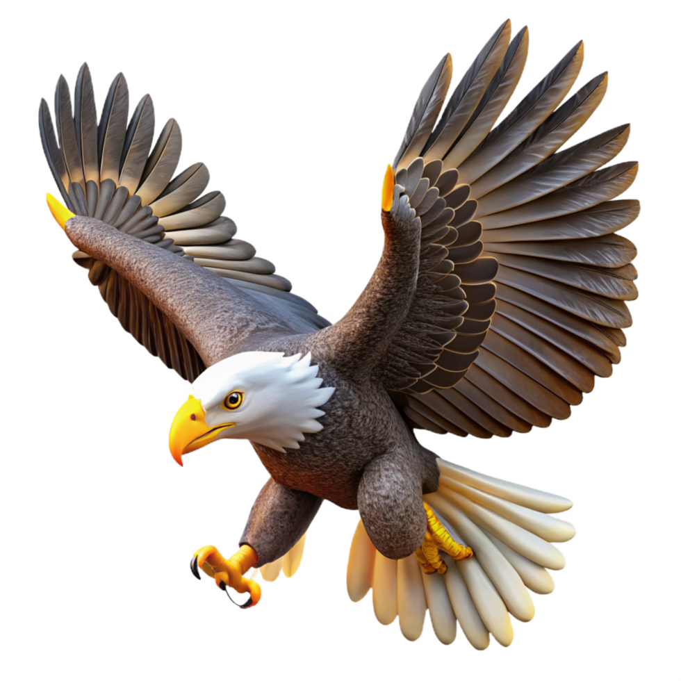 Majestic Bald Eagle 3D Illustration png