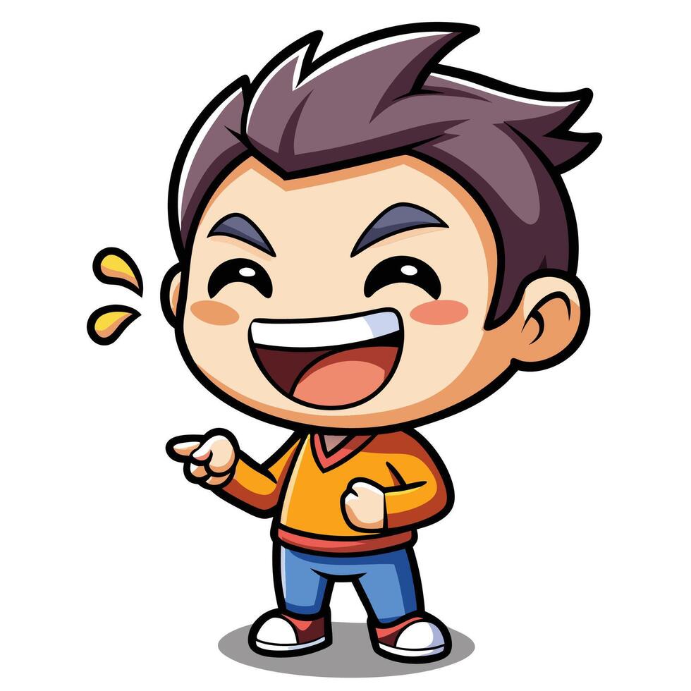 cartoon boy pointing at something vector