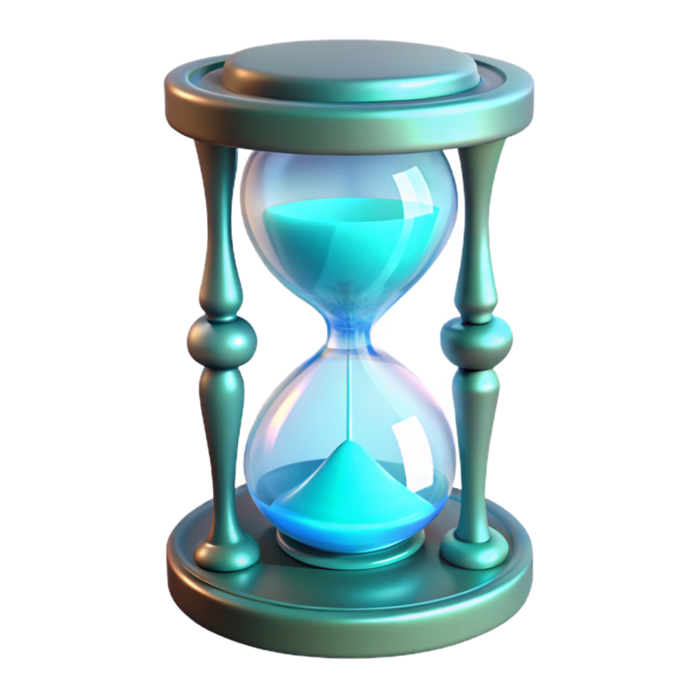 3D Hourglass Illustration Time Sand Cyan png