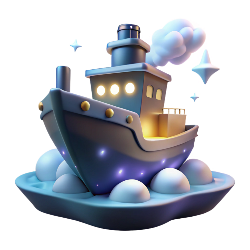 3D Cartoon Ship Illustration png
