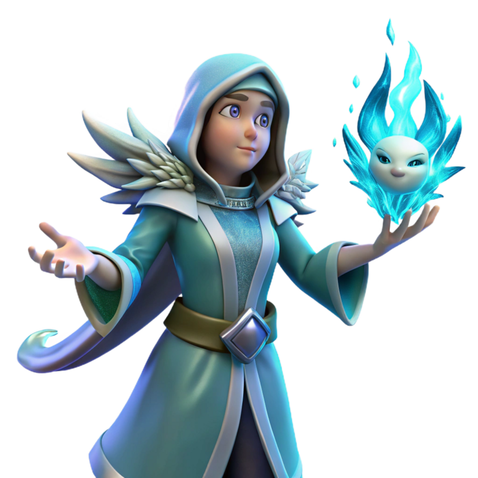 3D Render Ice Mage Fantasy Illustration png