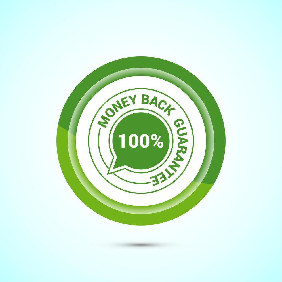 Money back guarantee icon design illustration. Money back guarantee badge and label. Green color button design vector