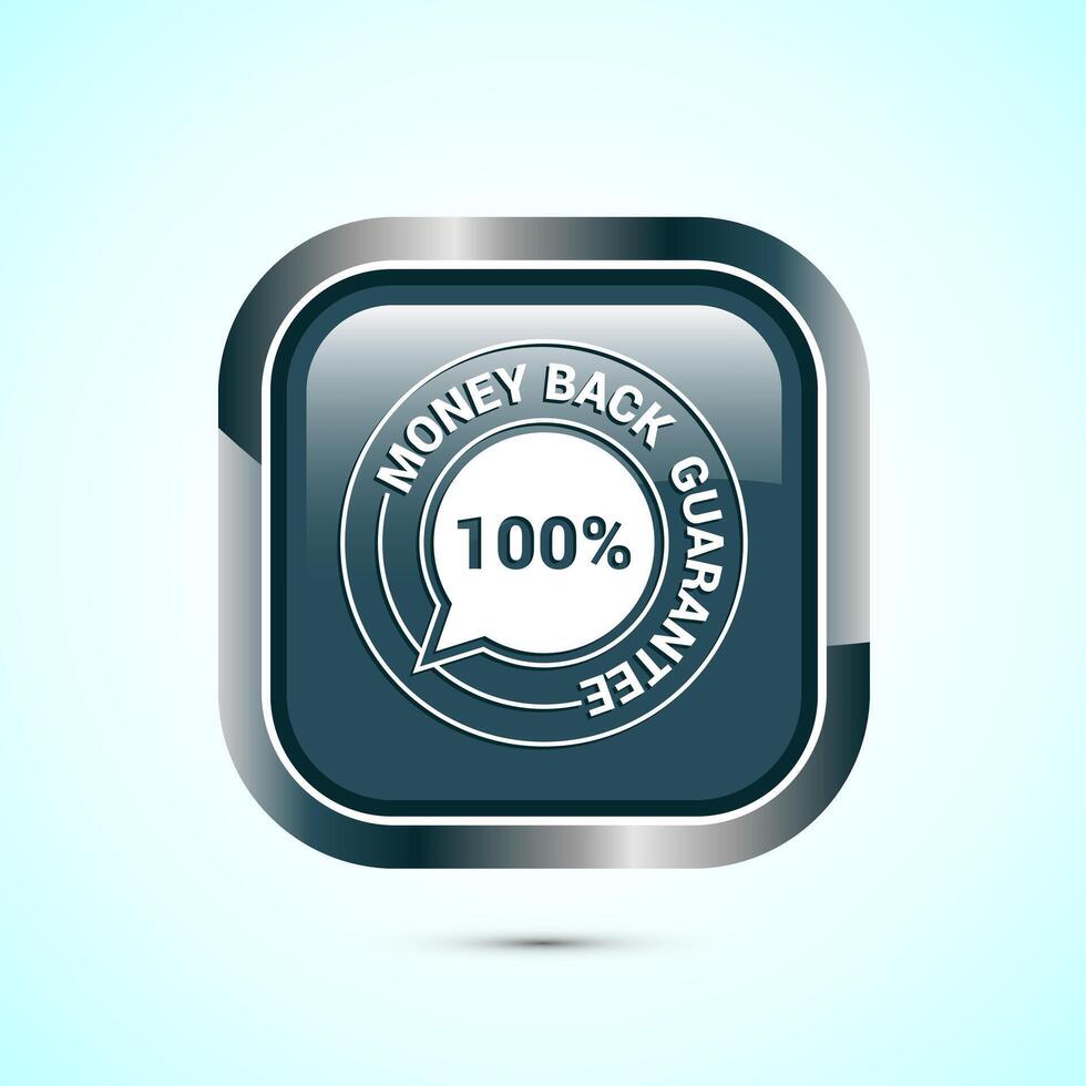Money back guarantee icon design illustration. Money back guarantee badge and label. Gray color square button design vector