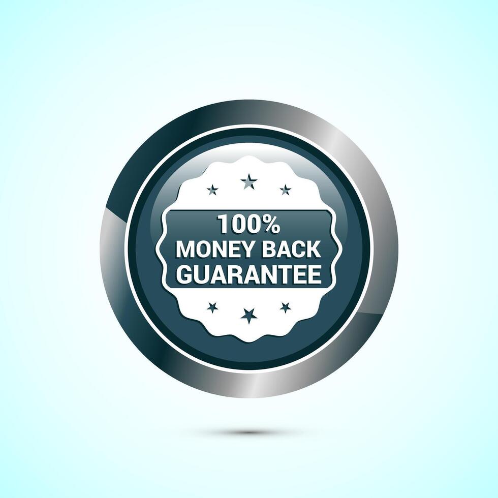 Money back guarantee icon design illustration. Money back guarantee badge and label. Gray color round button design vector