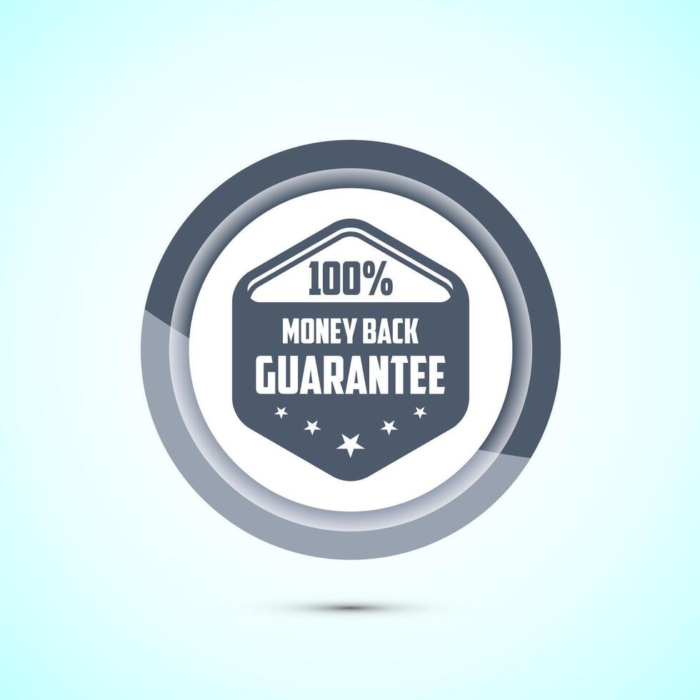 Money back guarantee icon design illustration. Money back guarantee badge and label. Gray color button design vector